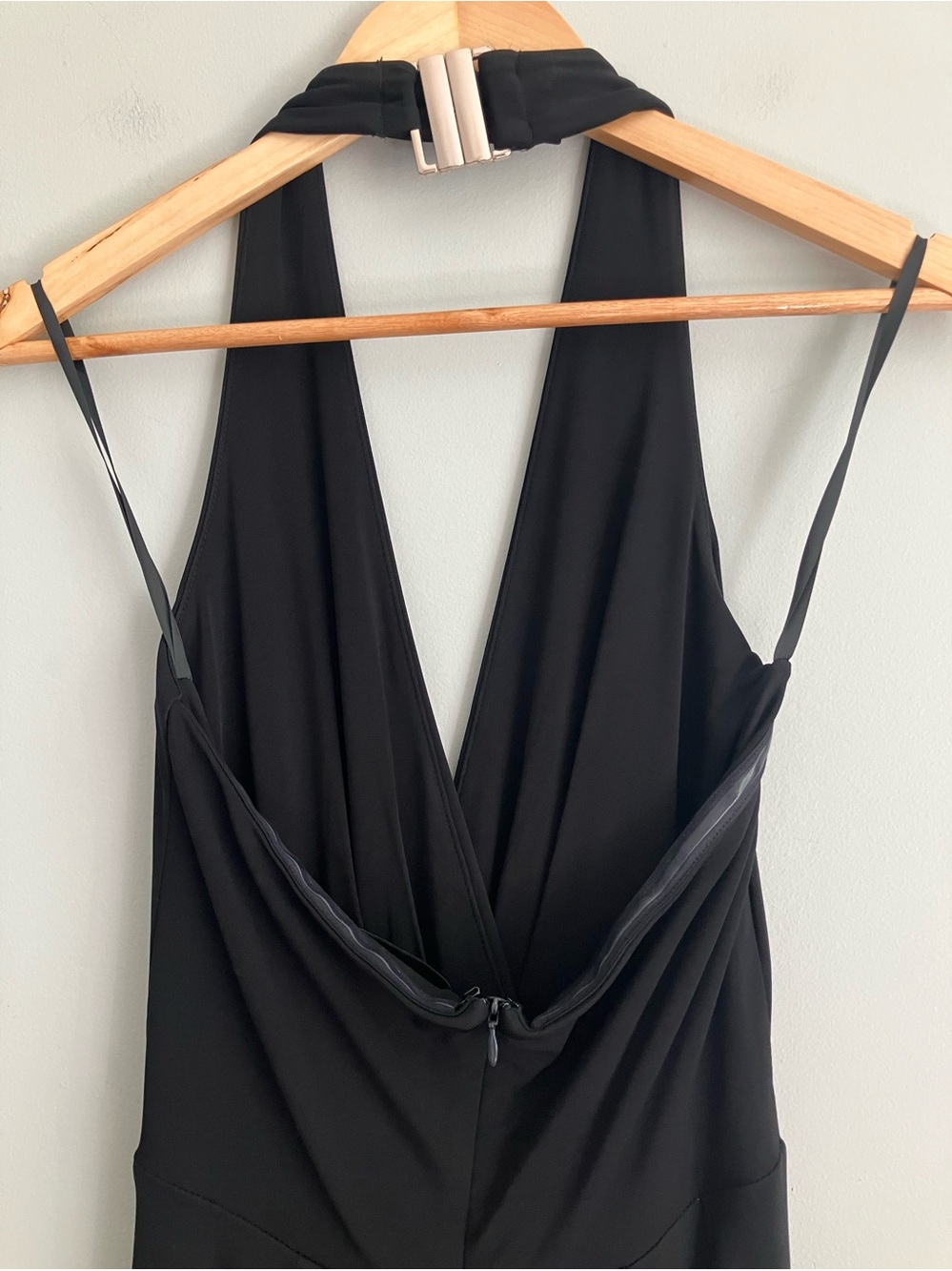 WHBM Black Halter Sleek Maxi Dress Size 6 - Picture 6 of 15